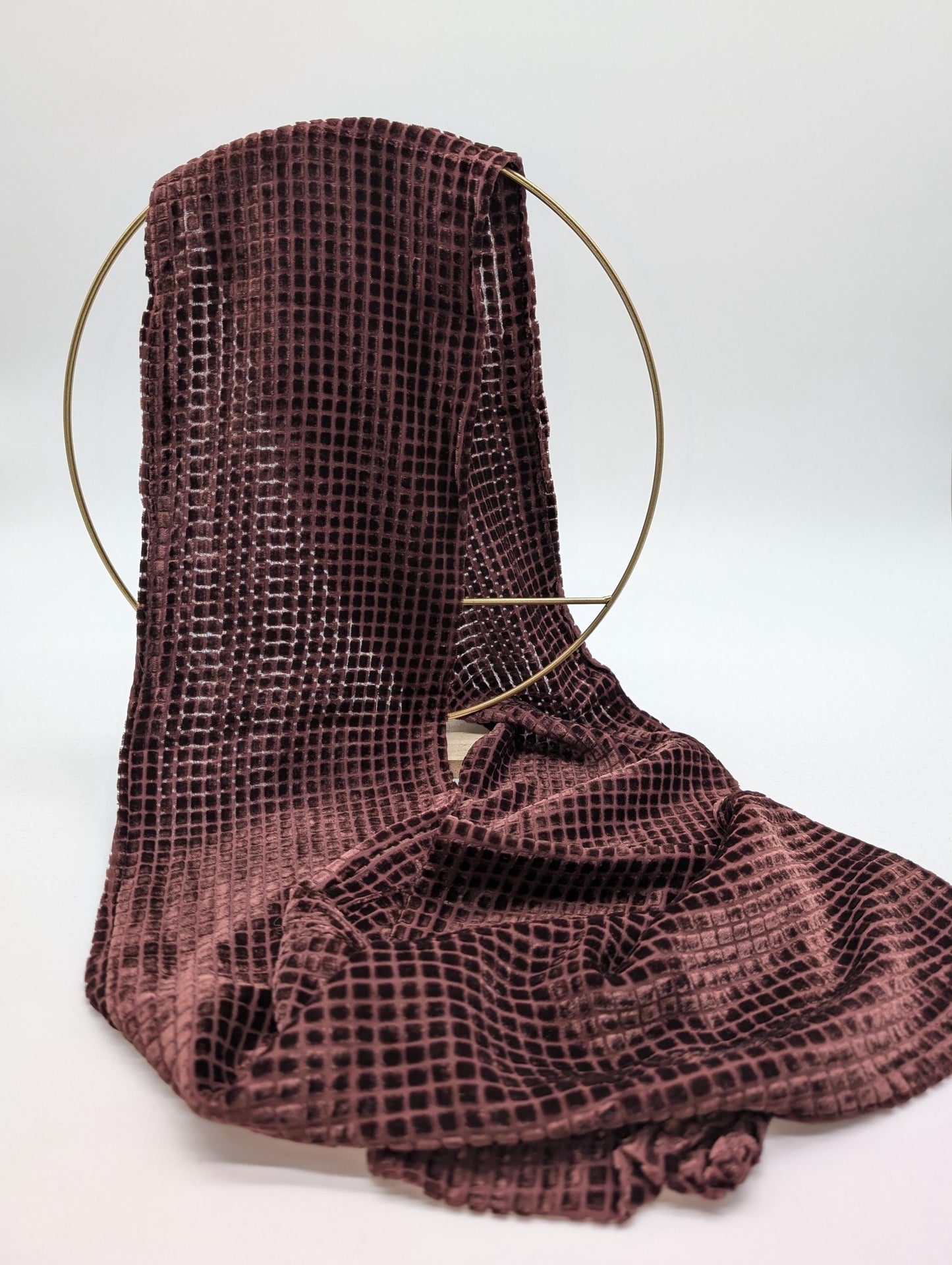 Stilvoller Samtschal Seiden-Chiffon mit Minikaromuster aus Samt, Doppelschichtig (152x17 cm)