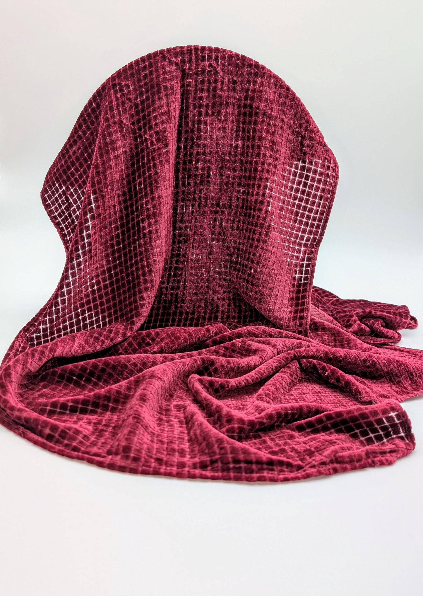 Stilvoller Samtschal Seiden-Chiffon mit Minikaromuster aus Samt (120x44 cm)