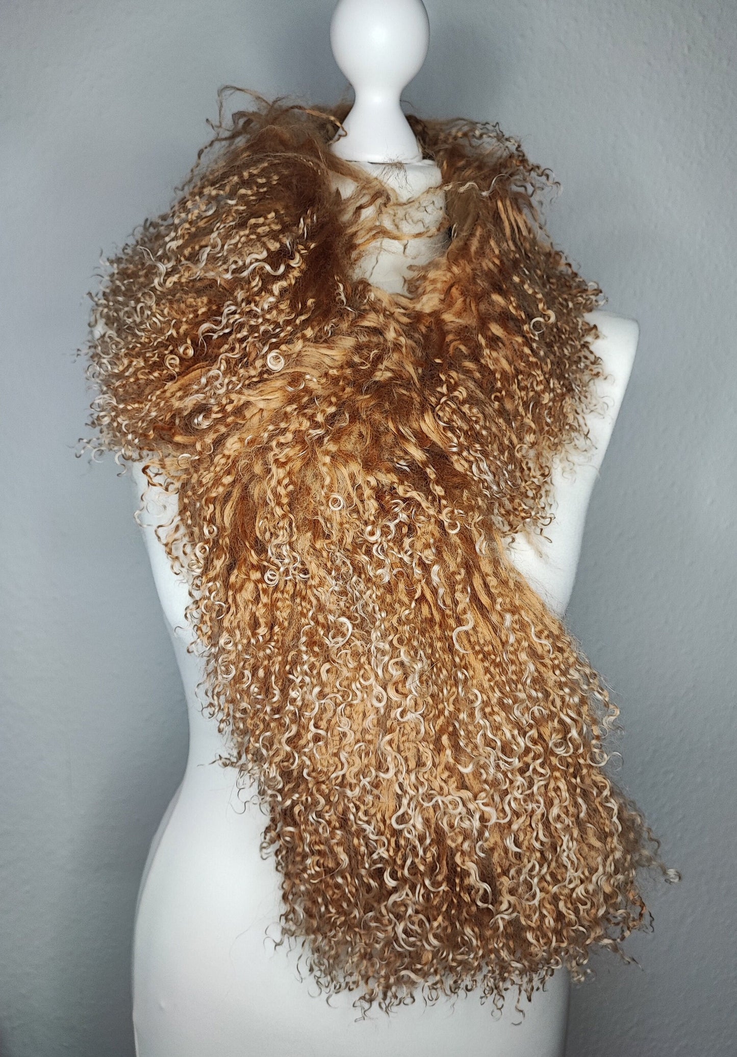 Warmer vintage Lammfellkragen / Lammfellschal L90cm + B11cm