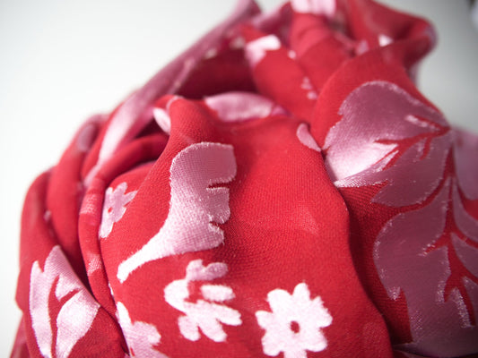 Seidenschal mit Viskose, Blumenausbrenner in verschiedenen Farben, 150cm x 38cm